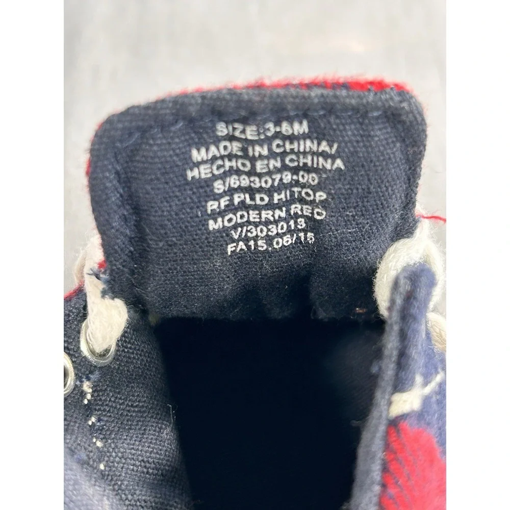 Baby‎ Gap Red And Blue Plaid Hi Top Sneaker Shoes 3-6 Months